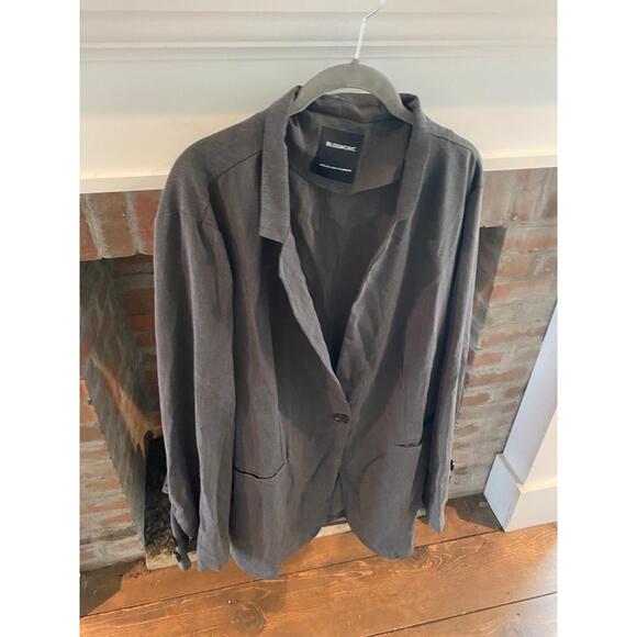 NWT BLOOMCHIC Womens Plus Size Dark Grey Tailored One Button Blazer 22-24 Plus - Picture 3 of 8